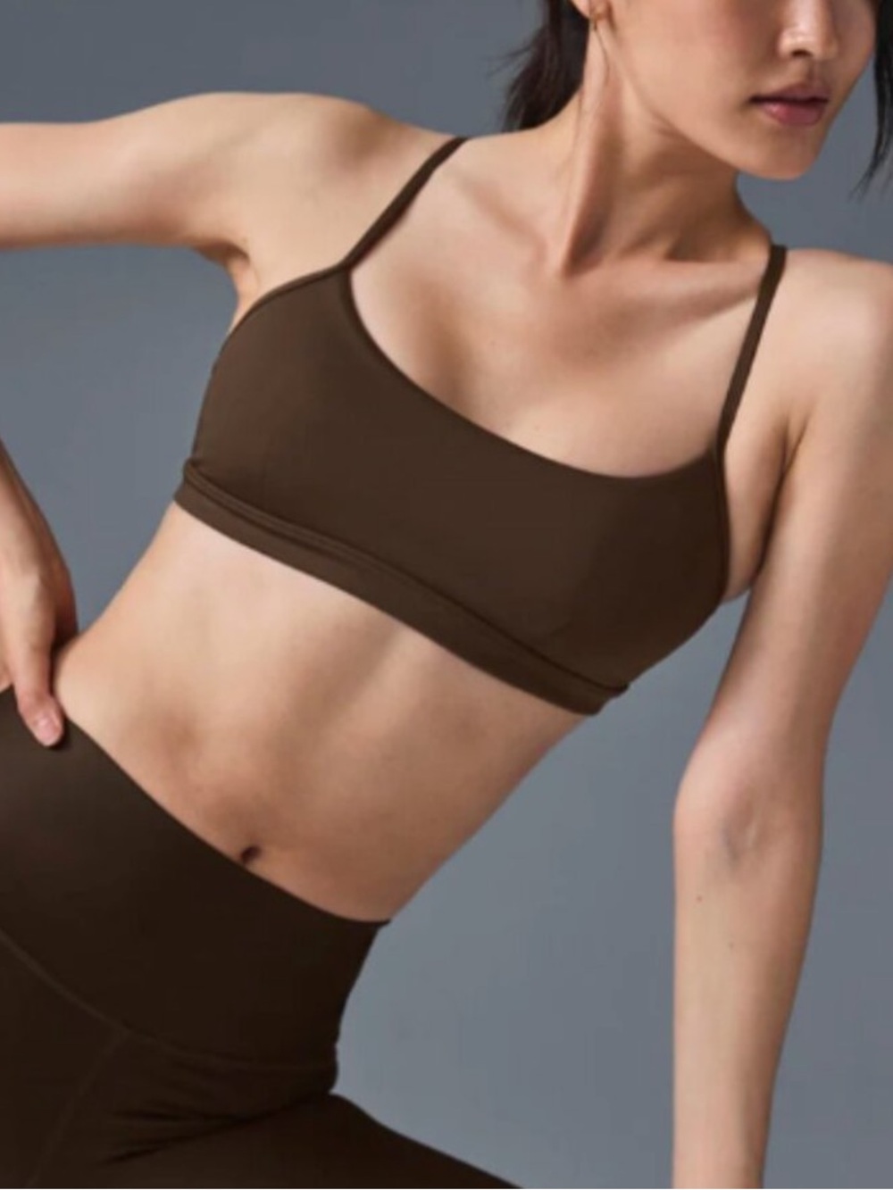 ALO Yoga Airlift Intrigue Sports Bra Espresso Brown Size Large